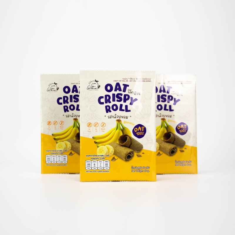 Impressão digital personalizada Lanches tailandeses Banana Aveia Crispy Roll Back Saco selado Embalagem de alimentos de alumínio